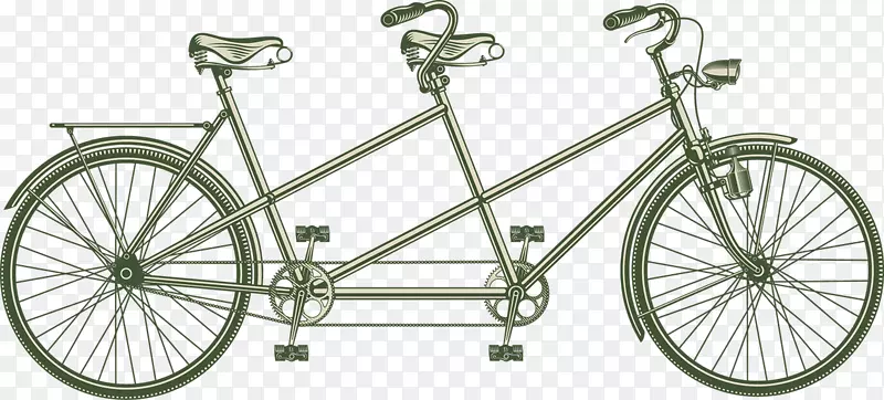 双人自行车摄影插图-复古自行车