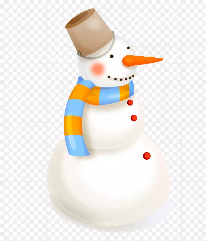 雪人圣诞剪贴画卡通手绘桶头巾雪人