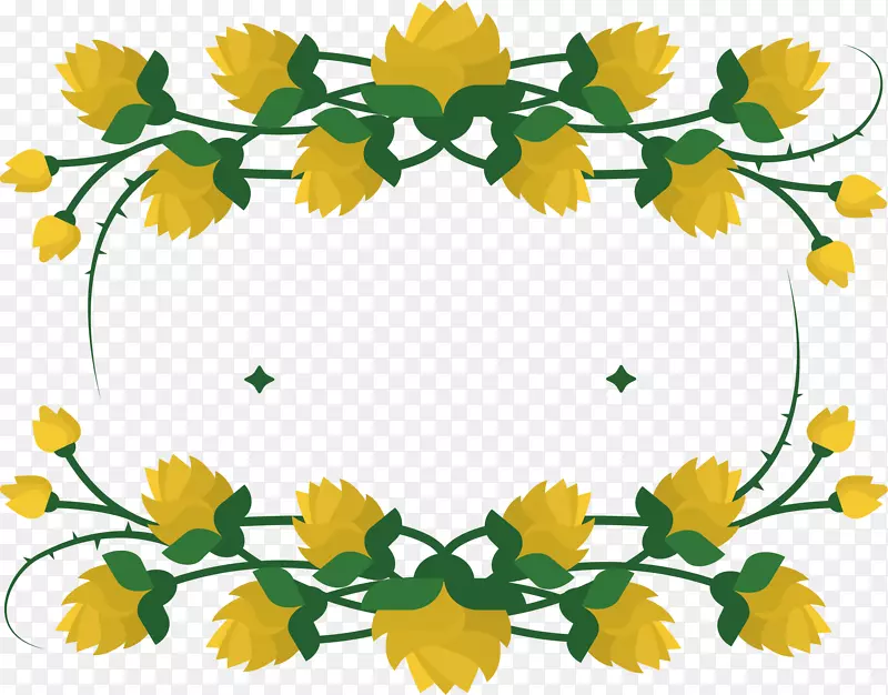 花卉设计黄色剪贴画-黄色菊花标题装饰盒