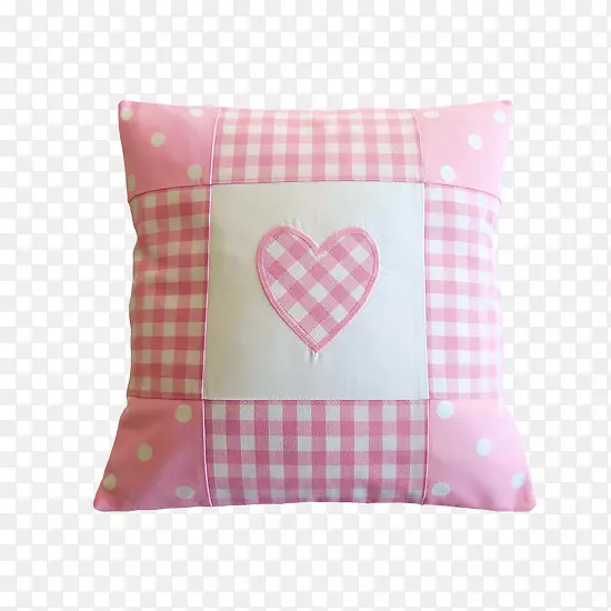 枕垫棉质棉织物-爱粉色格子枕头