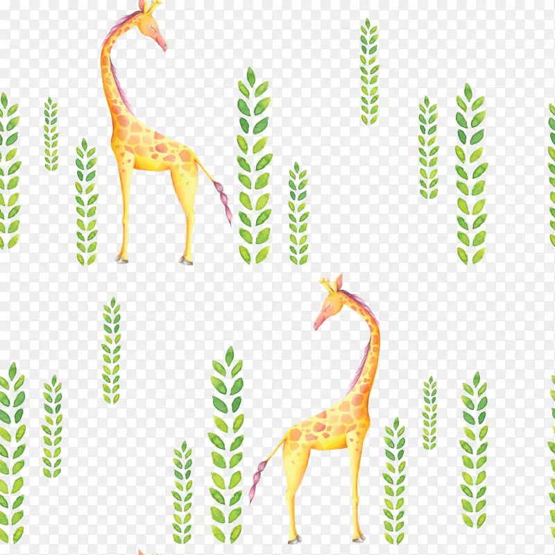 北方长颈鹿纺织卡通剪贴画卡通长颈鹿