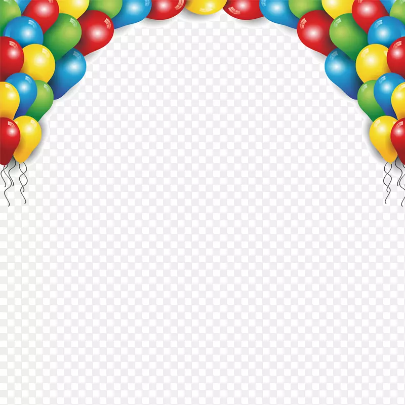生日贺卡气球海报派对-彩色气球框架装饰