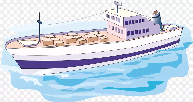 游艇货船.船舶甲板上的货箱