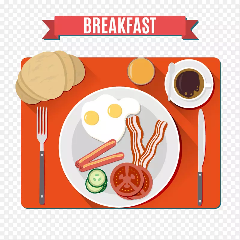 早餐香肠培根烤肉煎饼-早餐和咖啡形象