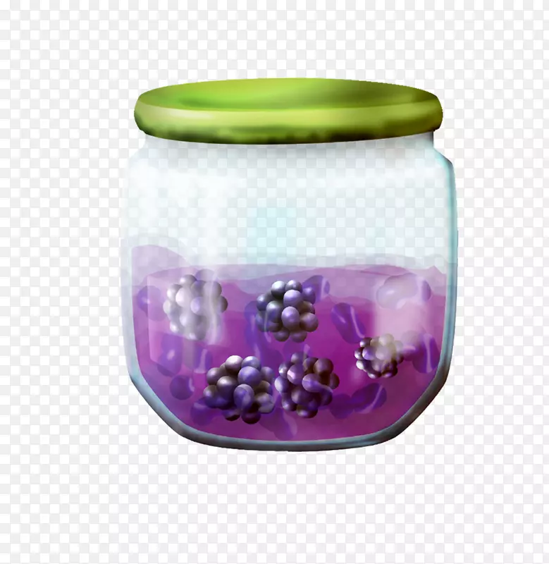 蓝莓酱罐-手绘蓝莓酱