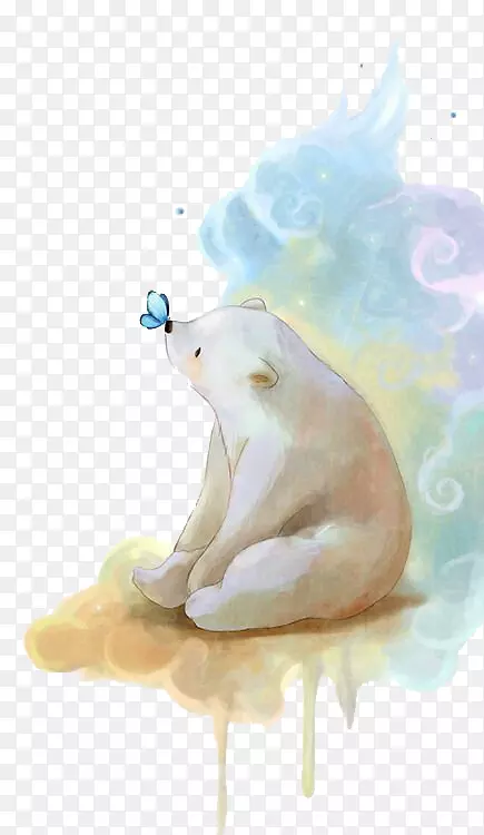 小北极熊画蝴蝶北极熊