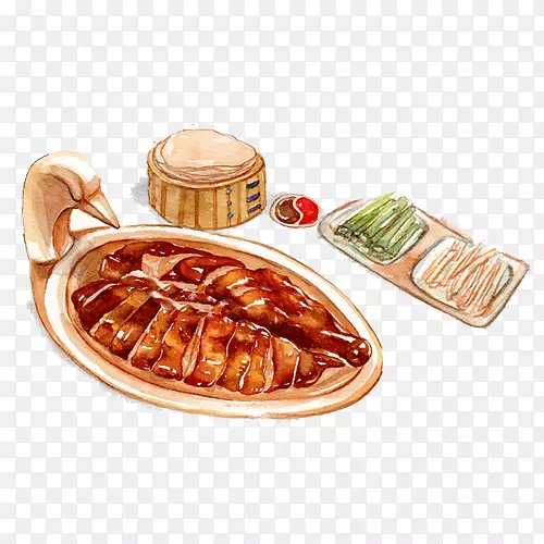 北京烤鸭北京全聚德-北京烤鸭旧手绘材料图片