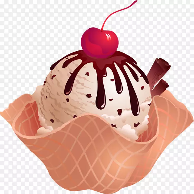 巧克力冰淇淋蛋卷圣代华夫饼樱桃冰淇淋
