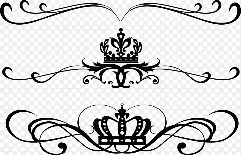 绘画纹身创意点缀素描-皇冠法式图案