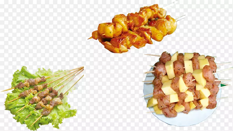 烧烤烤肉串川菜街头美食-辛辣食物，烧烤烤肉串，土豆