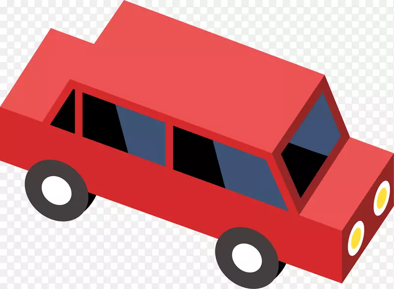 汽车卡车玩具.手绘红色汽车卡车