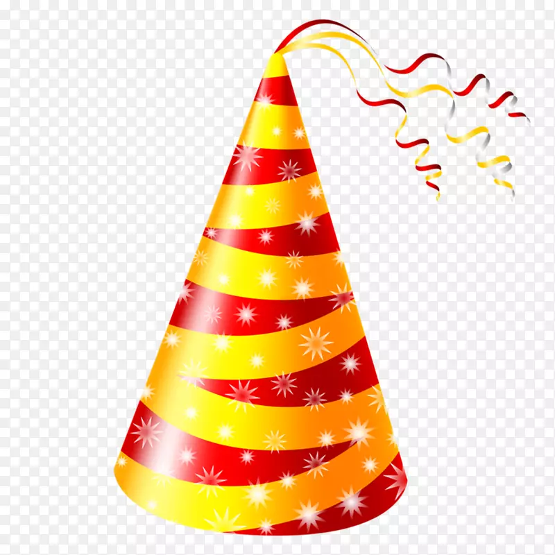 生日蛋糕派对帽子剪贴画-红黄生日帽