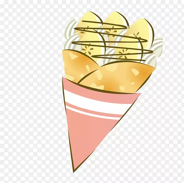 冰淇淋圆锥体香蕉插图-冰淇淋