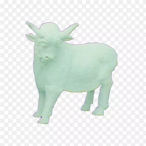 羊牛山羊角绿色山羊雕塑