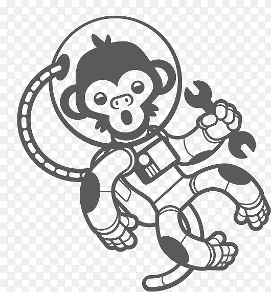 航天员猴子太空墙贴纸猴子航天员