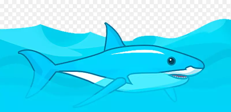 虎鲨八角形剪贴画-蓝鲨