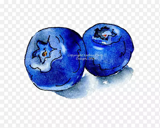 水彩画水果油墨蓝莓