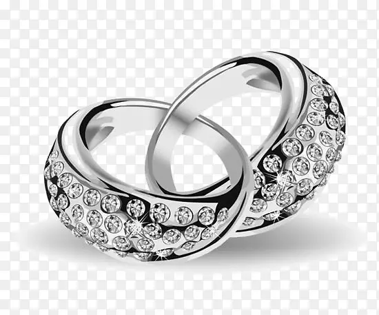 订婚戒指，结婚戒指，剪贴画.织构钻石白金戒指