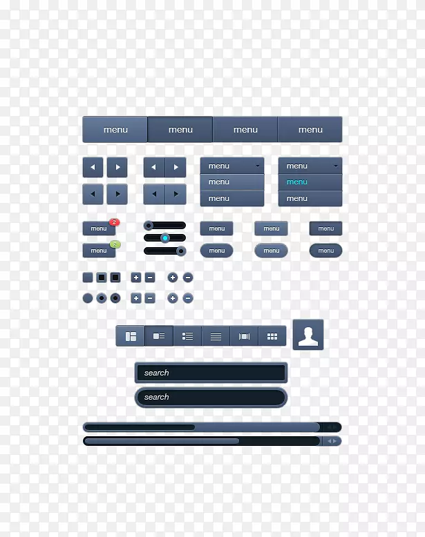 网页设计菜单栏按钮-深蓝色网页设计套件