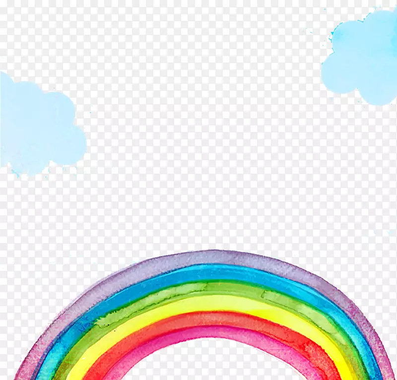 水彩画彩虹-可爱的彩虹水彩背景天空