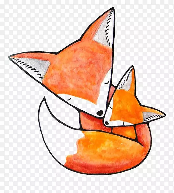 幼狐妈妈画夹艺术-红狐