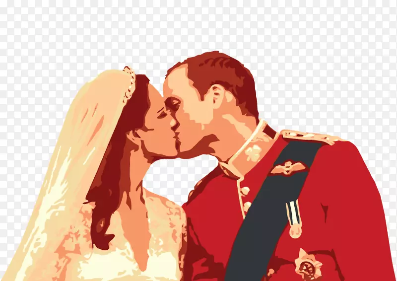 克拉伦斯宫威廉王子和凯瑟琳米德尔顿的婚礼免费英国皇室-接吻