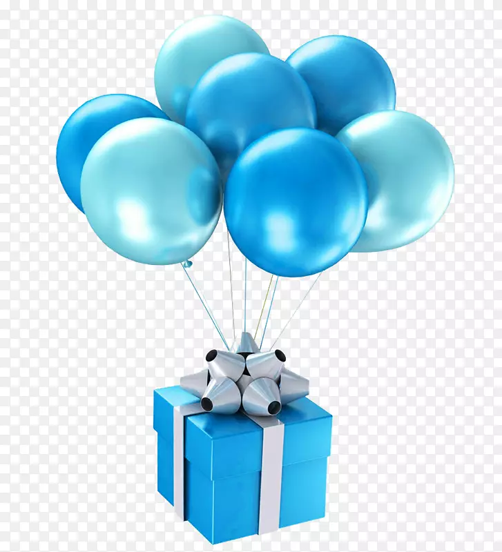 蓝色气球祝你生日快乐-蓝色礼物气球