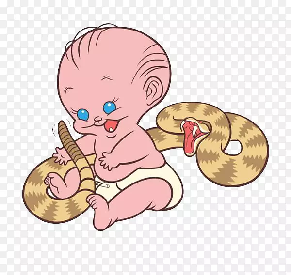 蛇粉红剪贴画-带蛇的粉红色婴儿