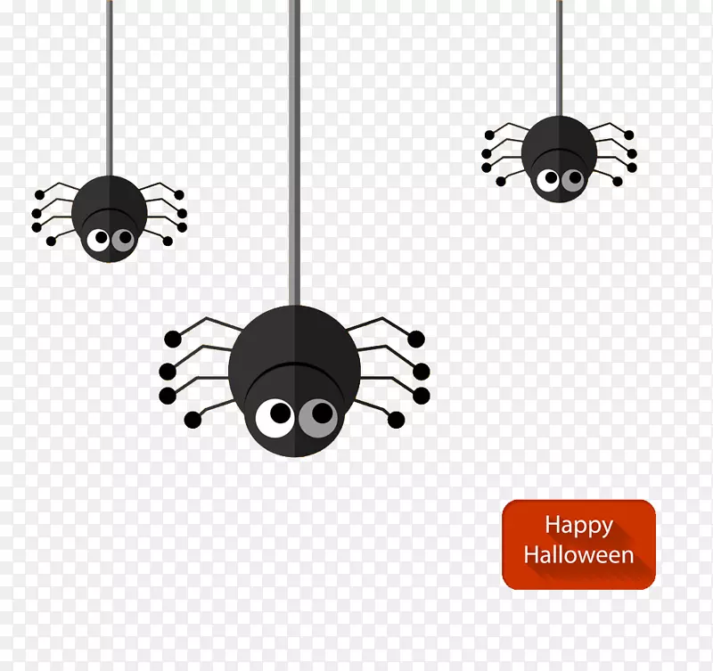 蜘蛛卡通插图-黑色蜘蛛悬挂元素