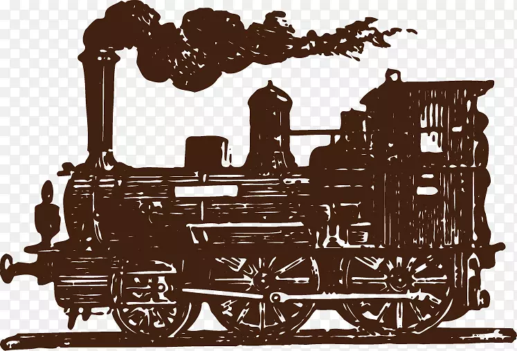铁路运输蒸汽机车.手绘列车