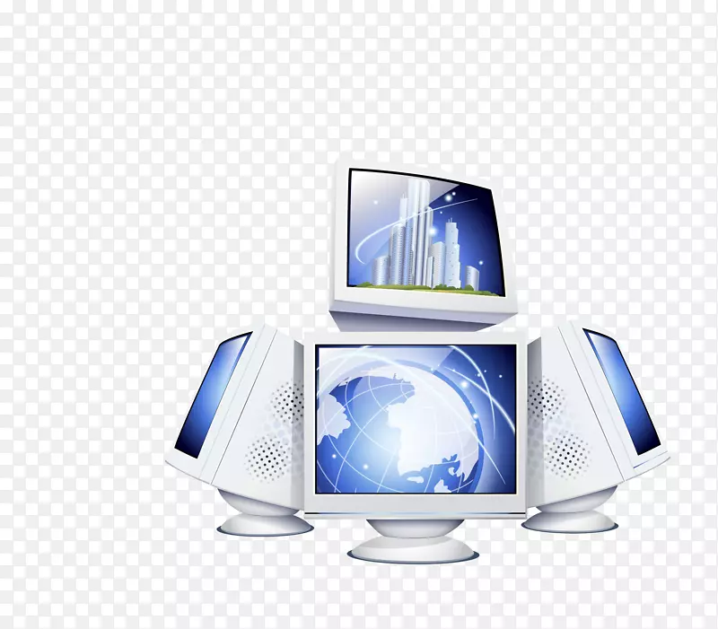 计算机图形图标-蓝色创造性计算机黑技术