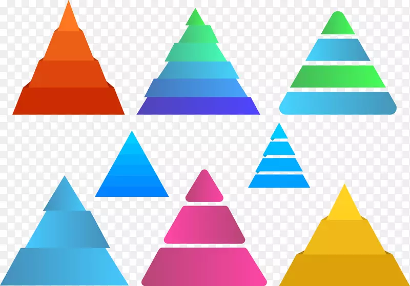彩色甜欧式金字塔-彩色金字塔模型