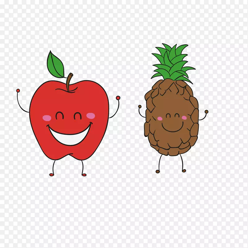 苹果土坯插画-苹果菠萝