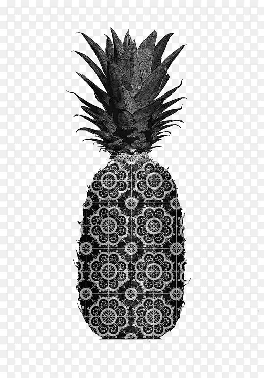 海报-黑白凤梨-黑白菠萝