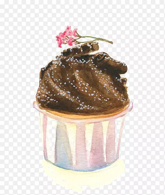 纸杯蛋糕玛德琳巧克力蛋糕水彩画水彩纸杯巧克力蛋糕