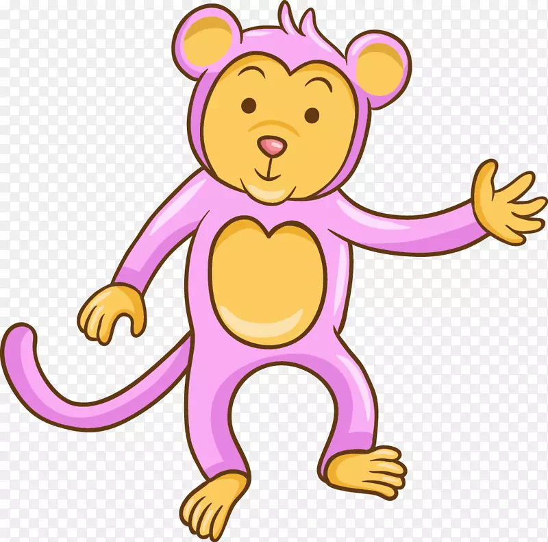 猿类动画剪辑艺术-卡通粉红猴子