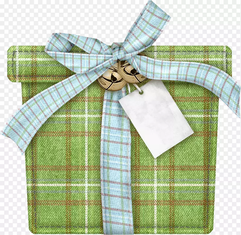 圣诞老人圣诞礼品夹艺术-绿色礼品盒