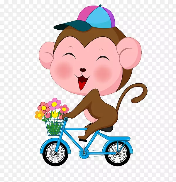 大猩猩猴骑自行车-卡通猿猴