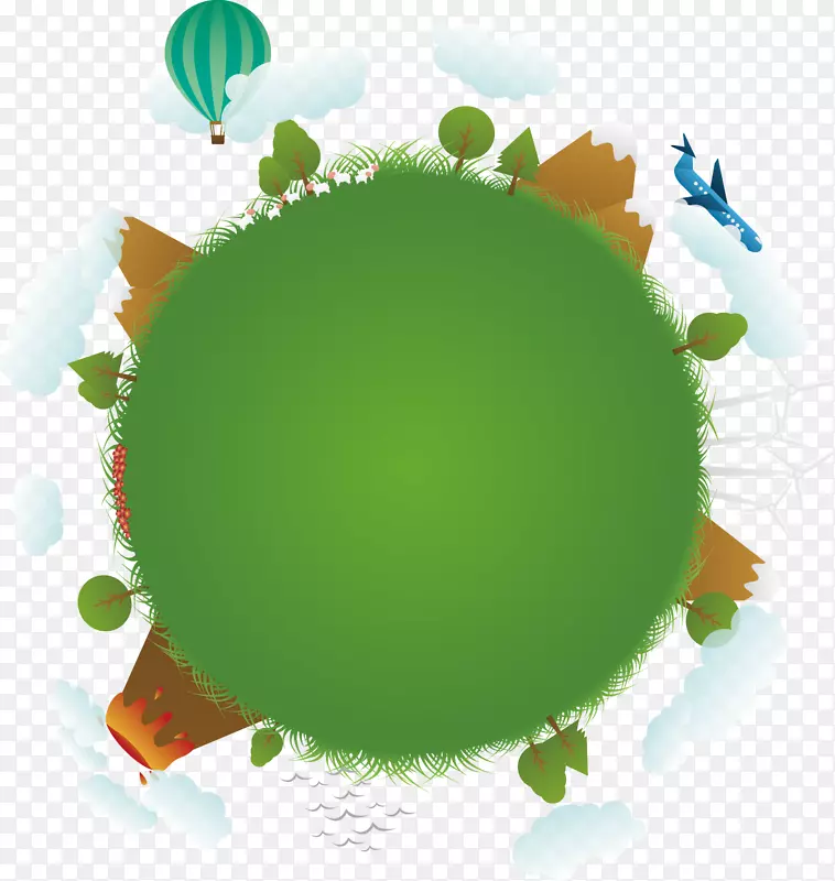 地球圆-绘成绿色地球的