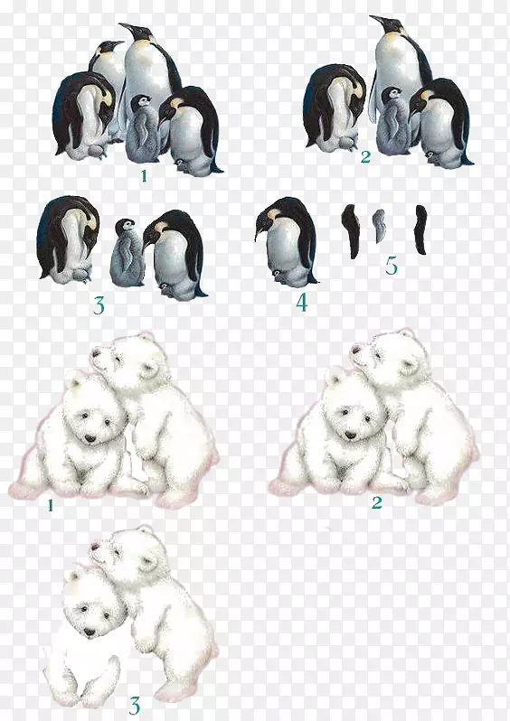 企鹅北极熊脱钩画企鹅和北极熊