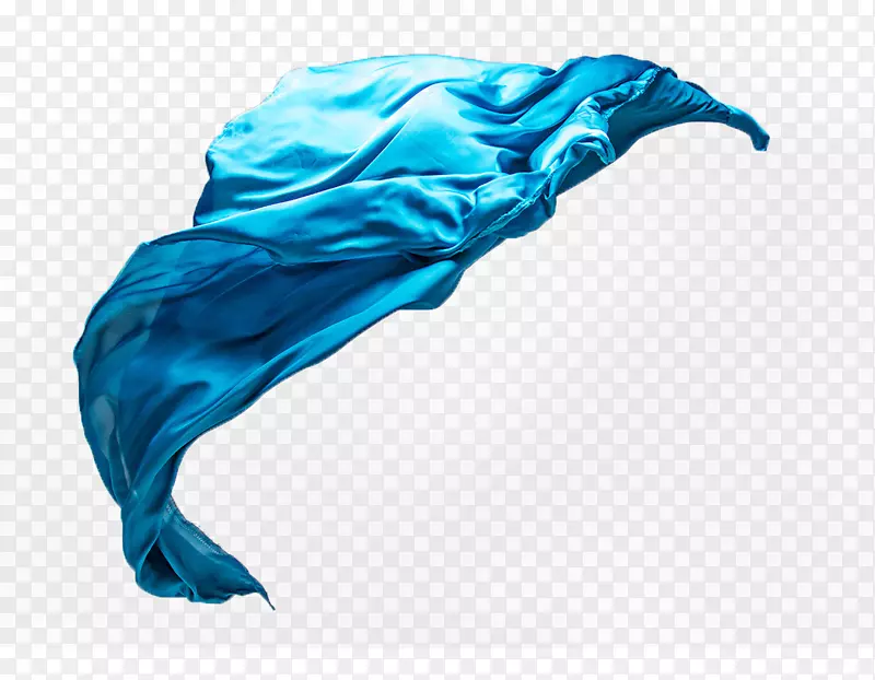 蓝色缎子纺织品丝绸-在蓝色发亮的缎子的空中飞翔