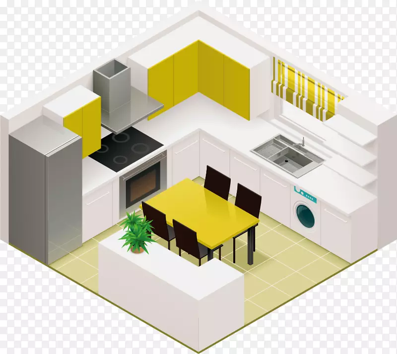 厨房客厅等距投影室内设计服务厨房设计