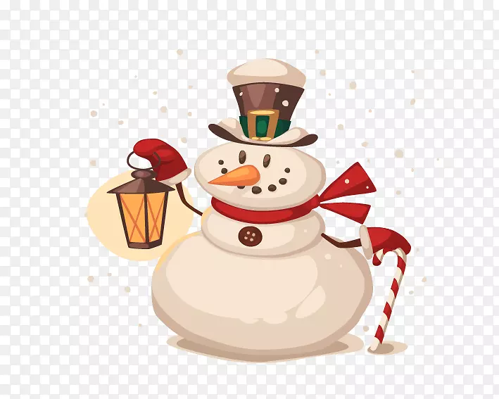圣诞老人雪人圣诞插画雪人