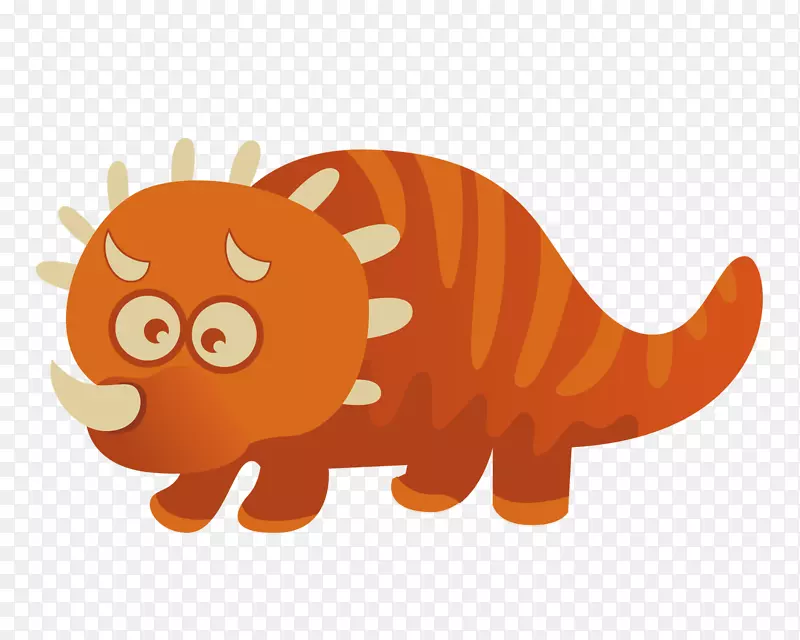 恐龙剪贴画-儿童风格的棕色恐龙