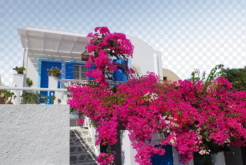 爱琴海希腊城墙景观建筑-爱海的梅花​​海