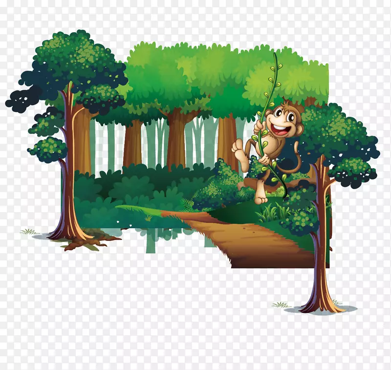 树木森林下载-猴子森林和树木