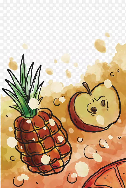 菠萝土坯插图.手绘菠萝