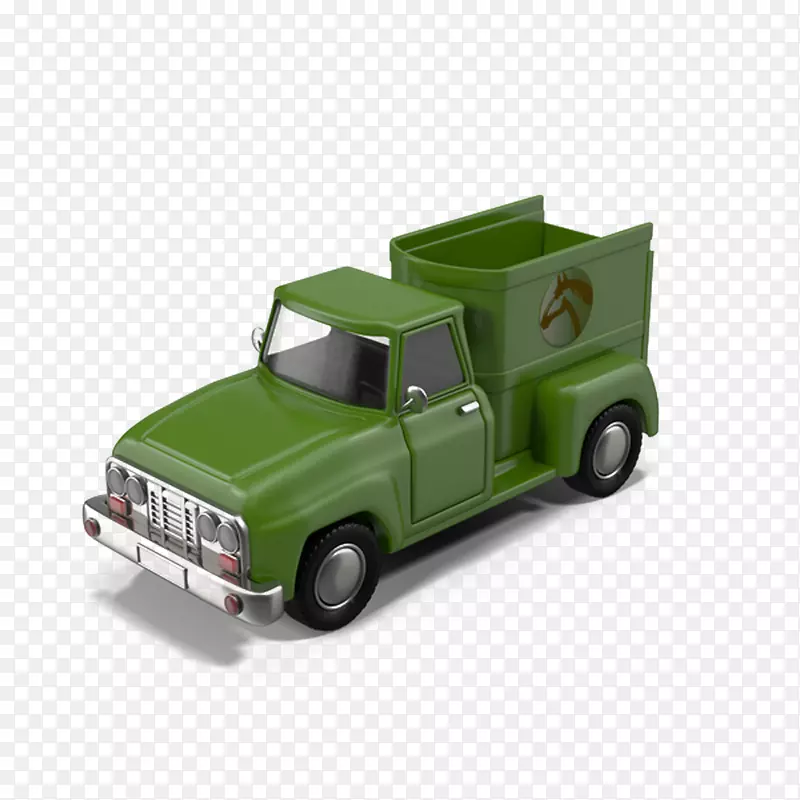 皮卡车马紧凑型货车拖车-马拖车绿色
