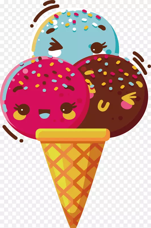 冰淇淋锥巧克力冰淇淋草莓冰淇淋彩色蛋锥冰淇淋