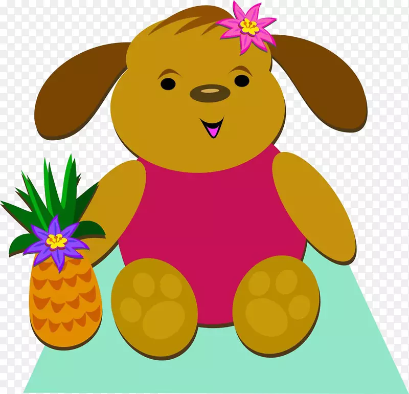菠萝版税-免费剪贴画-卡通熊菠萝材料